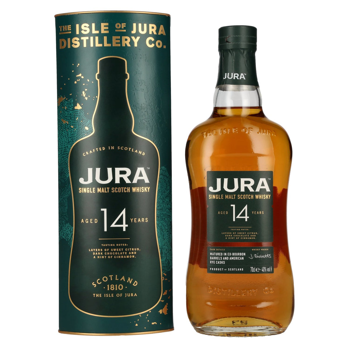 Jura 14 Years Old American Rye Cask Single Malt Scotch Whisky 40% Vol. 0.7l in Gift Box
