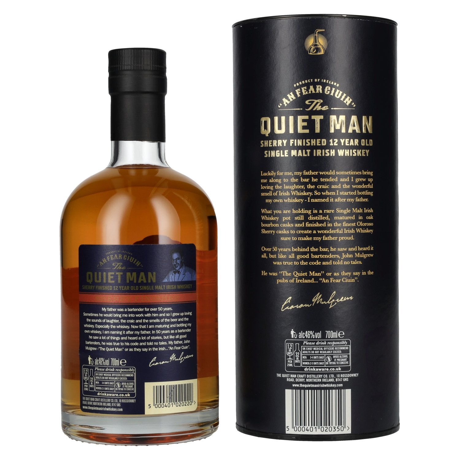 The Quiet Man AN FEAR CIUIN 12 Year Old SHERRY FINISHED 46% Vol. 0,7l in Geschenkbox