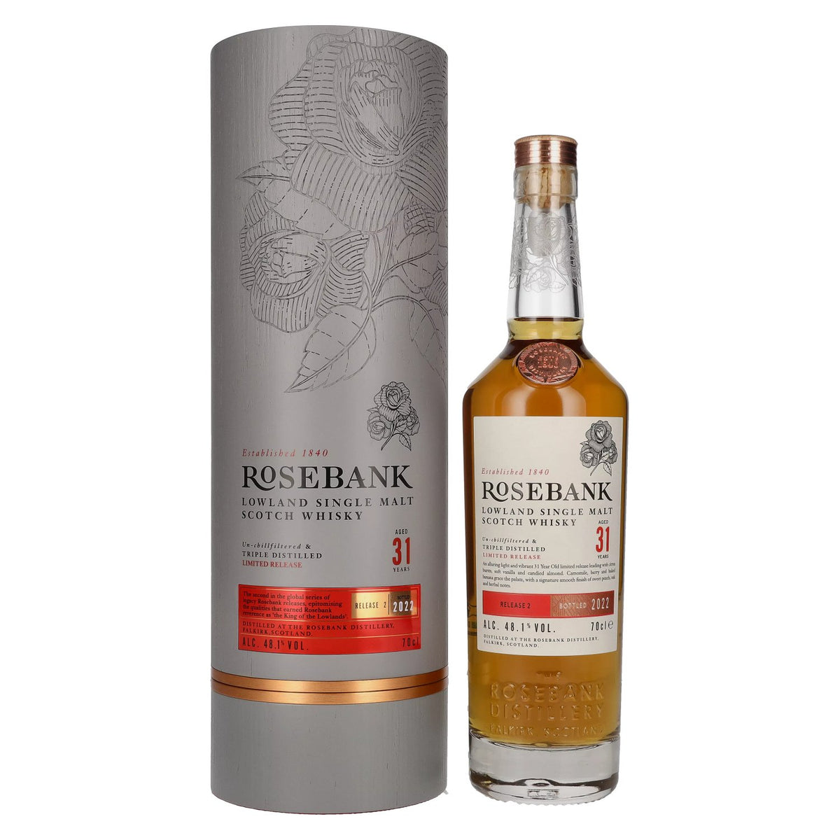 Rosebank 31 Years Old Lowland Single Malt Limited Release 2 2022 48.1% Vol. 0.7l in Gift Box