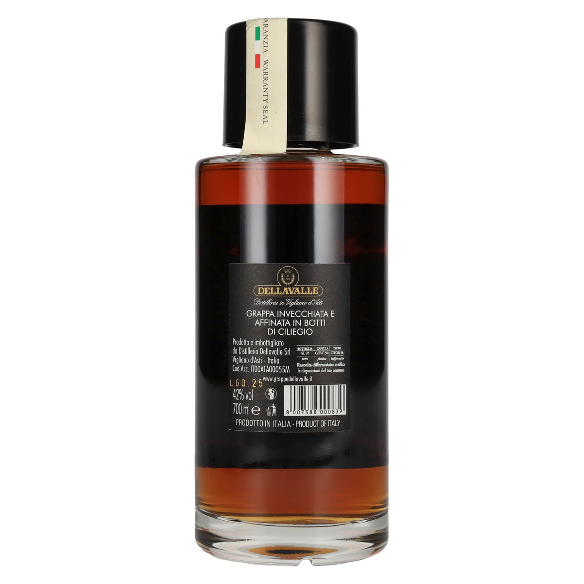 Dellavalle Grappa Affinata in botti di CILIEGIO 42% Vol. 0,7l