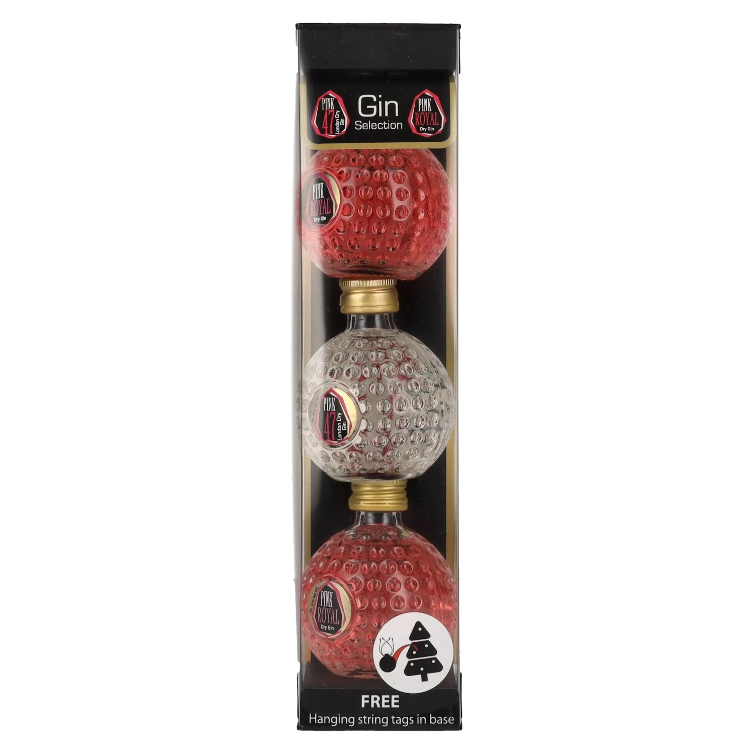 Pink Royal Dry Gin & Pink 47 London Dry Gin Christmas Baubles 42.3% Vol. 3x0.05l in Gift Box