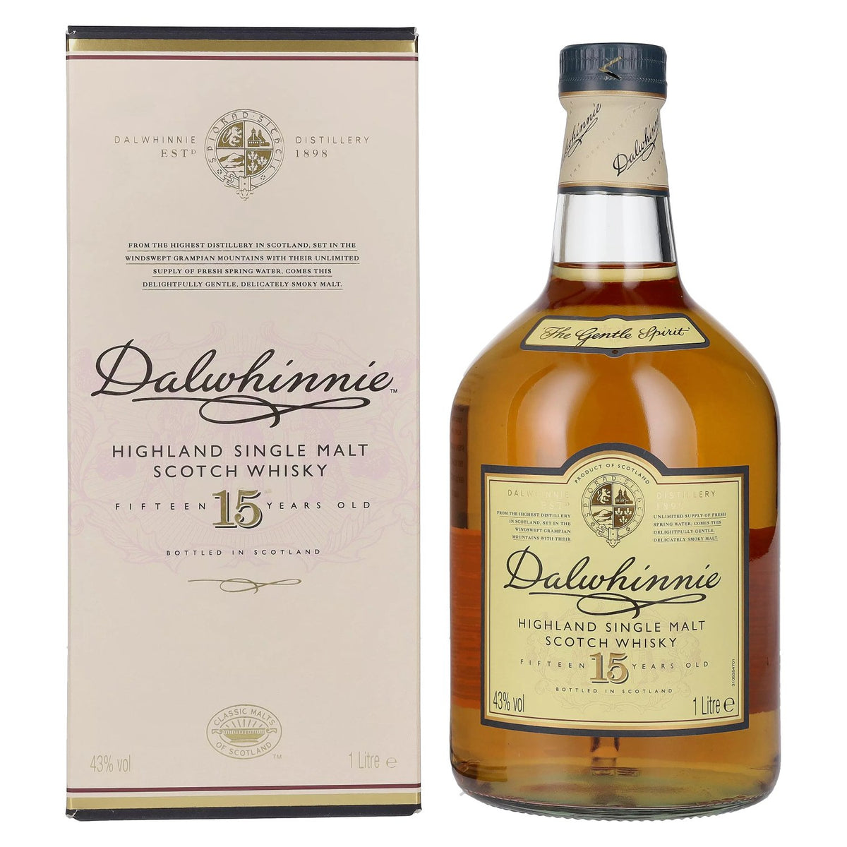 Dalwhinnie 15 Years Old Highland Single Malt Scotch Whisky 43% Vol. 1l in Geschenkbox