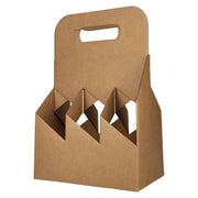 Beer carrier box made from kraft paper for packs of 6 bottles, 195 x 130 x 290 mm
