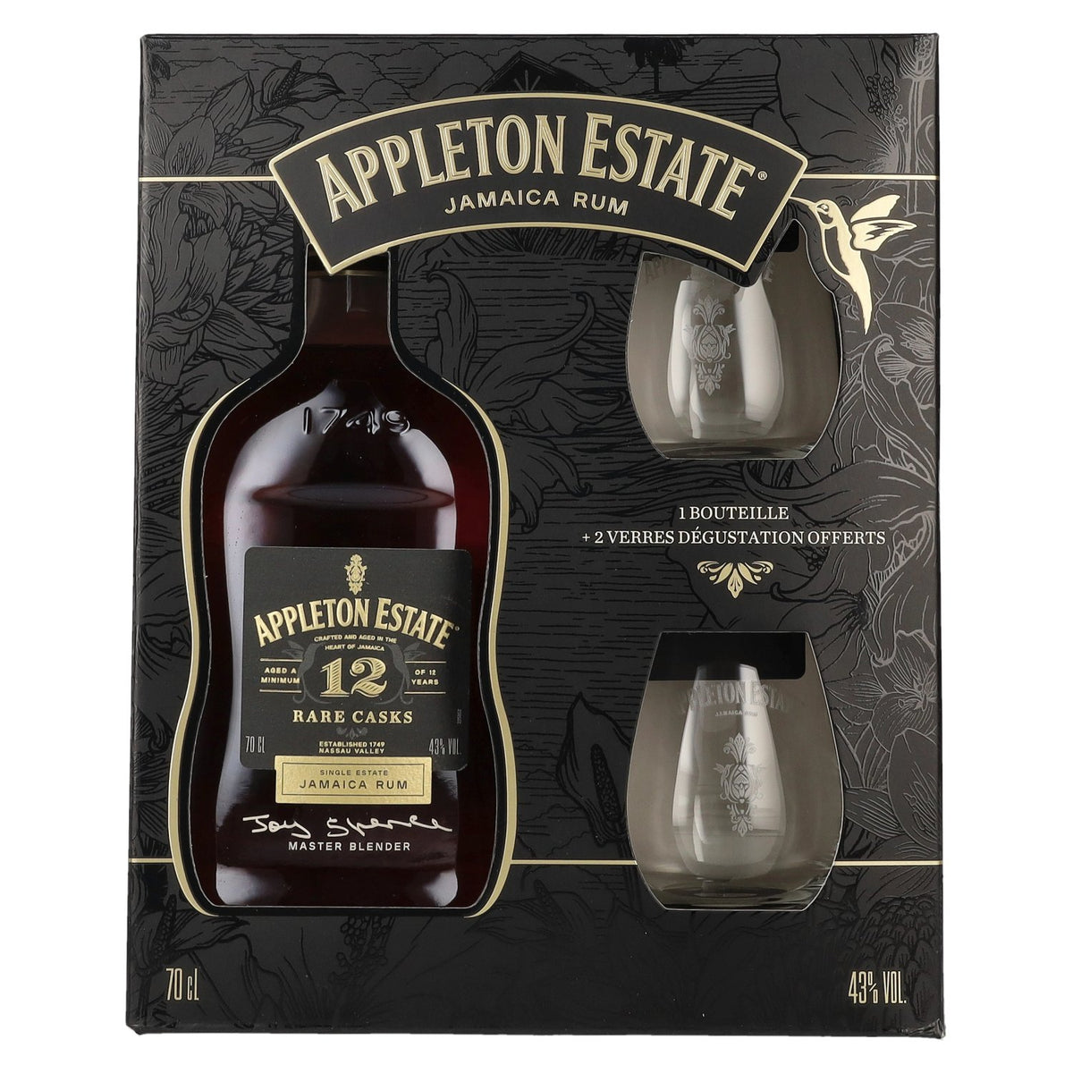 Appleton Estate 12 Years Old Rare Casks Jamaica Rum 43% Vol. 0,7l in Geschenkbox mit 2 Gläsern
