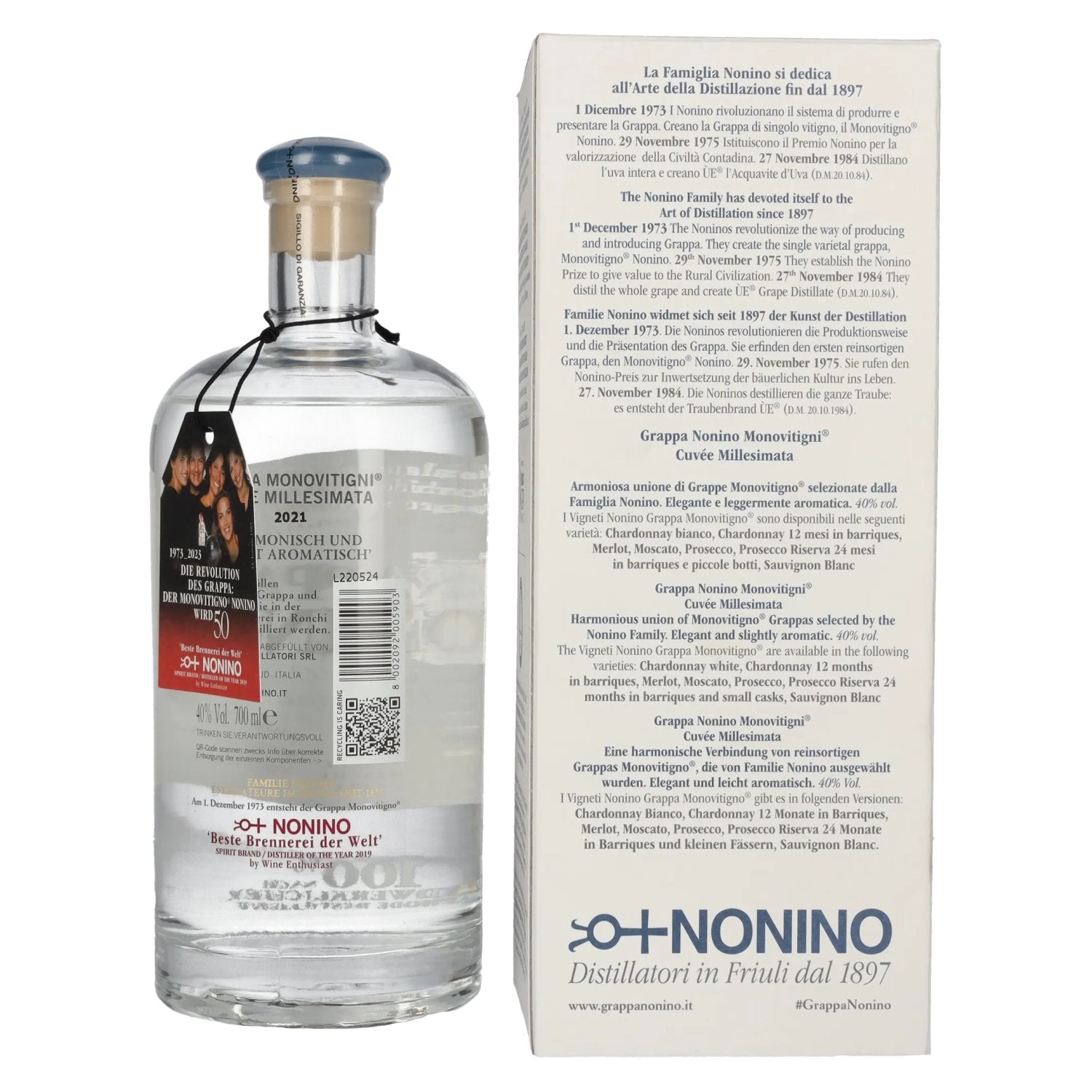 Nonino Grappa Millesimata Cuvée 40% Vol. 0,7l in Geschenkbox