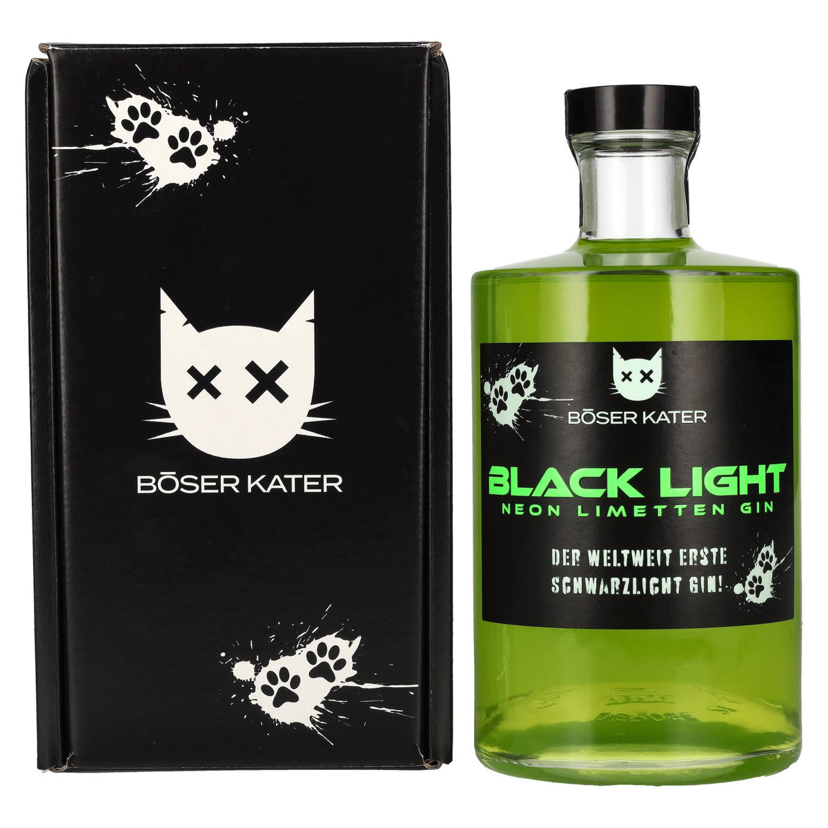 Böser Kater Black Light Neon Lime Gin 40% vol. 0.5l in a gift box