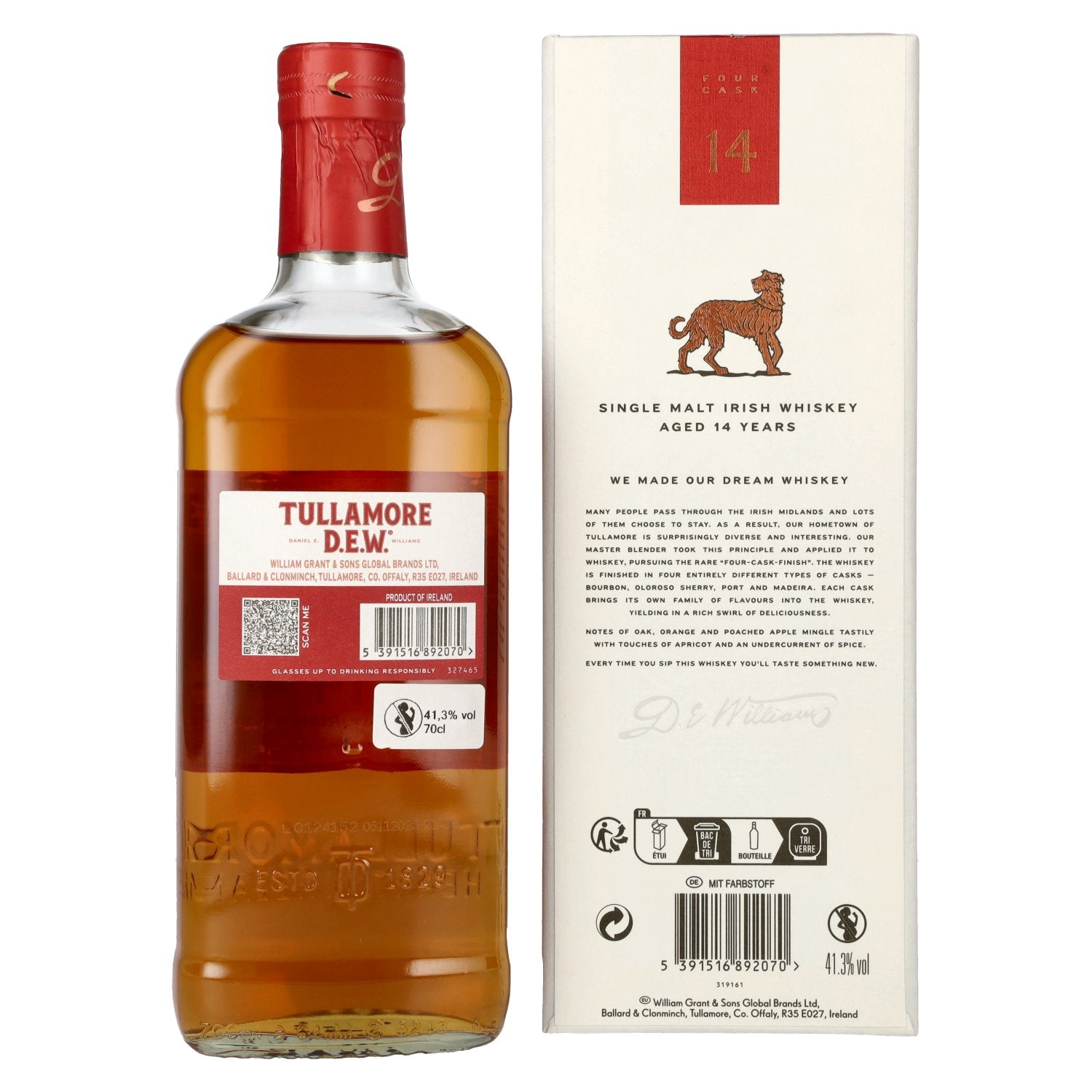 Tullamore D.E.W. 14 Years Old Single Malt Irish Whiskey 41,3% Vol. 0,7l in Geschenkbox
