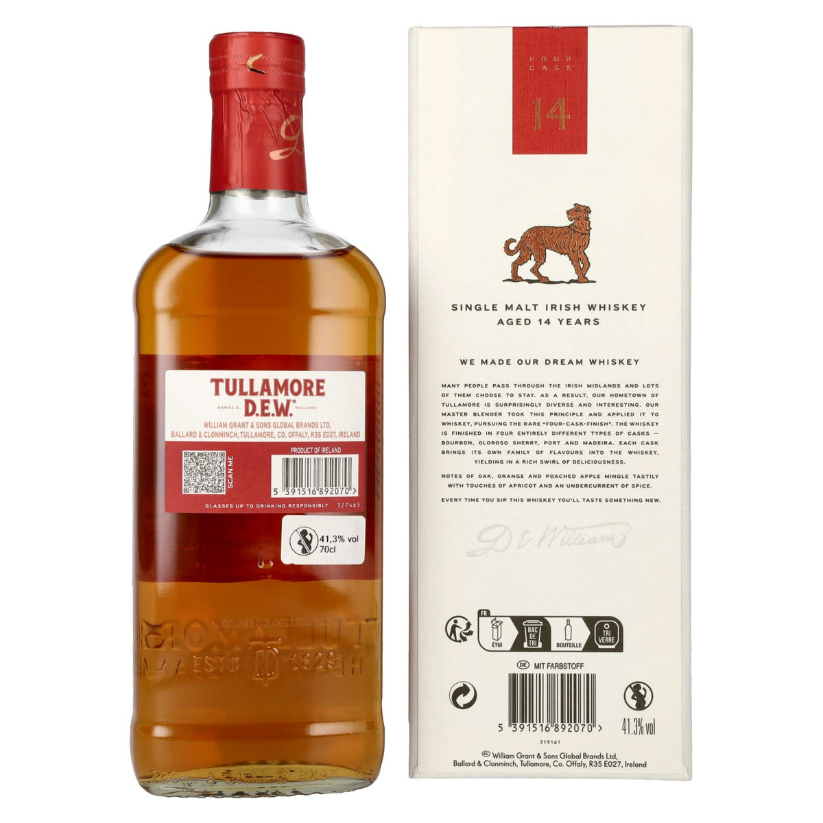 Tullamore D.E.W. 14-Year-Old Single Malt Irish Whiskey 41.3% ABV 0.7l in a gift box