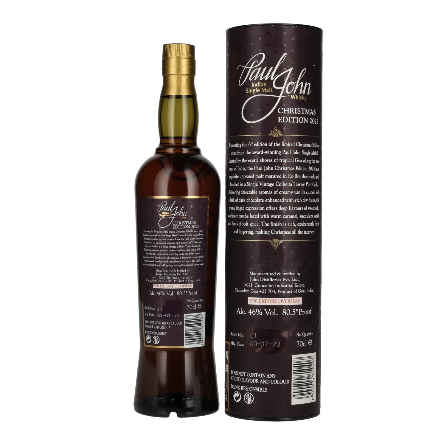 Paul John CHRISTMAS EDITION Indian Single Malt Whisky 2023 46% Vol. 0.7l in Gift Box