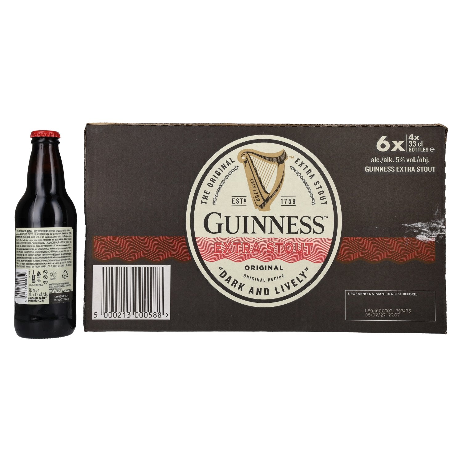 Guinness Extra Stout 5% ABV 6x4x0.33l