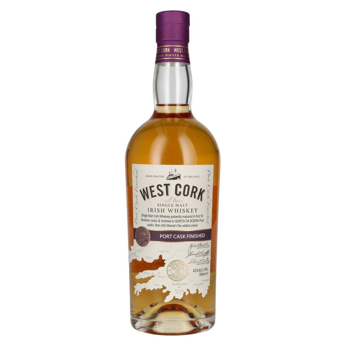 West Cork Single Malt Irish Whiskey PORT CASK FINISHED 43% Vol. 0.7l