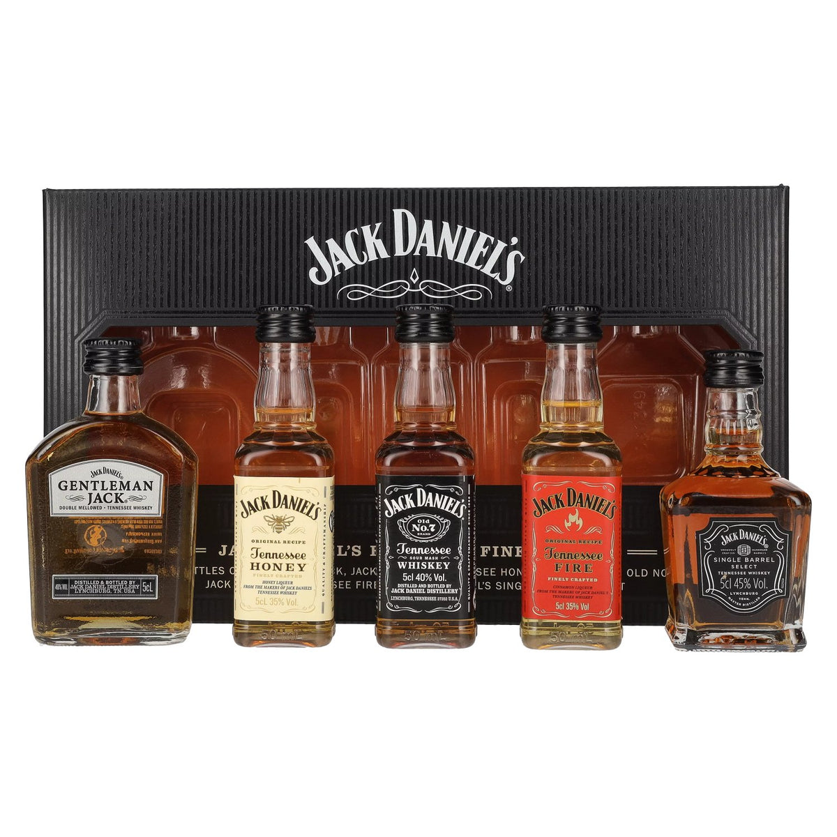 Jack Daniel's FAMILY OF FINE SPIRITS 39% Vol. 5x0.05l in Gift Box