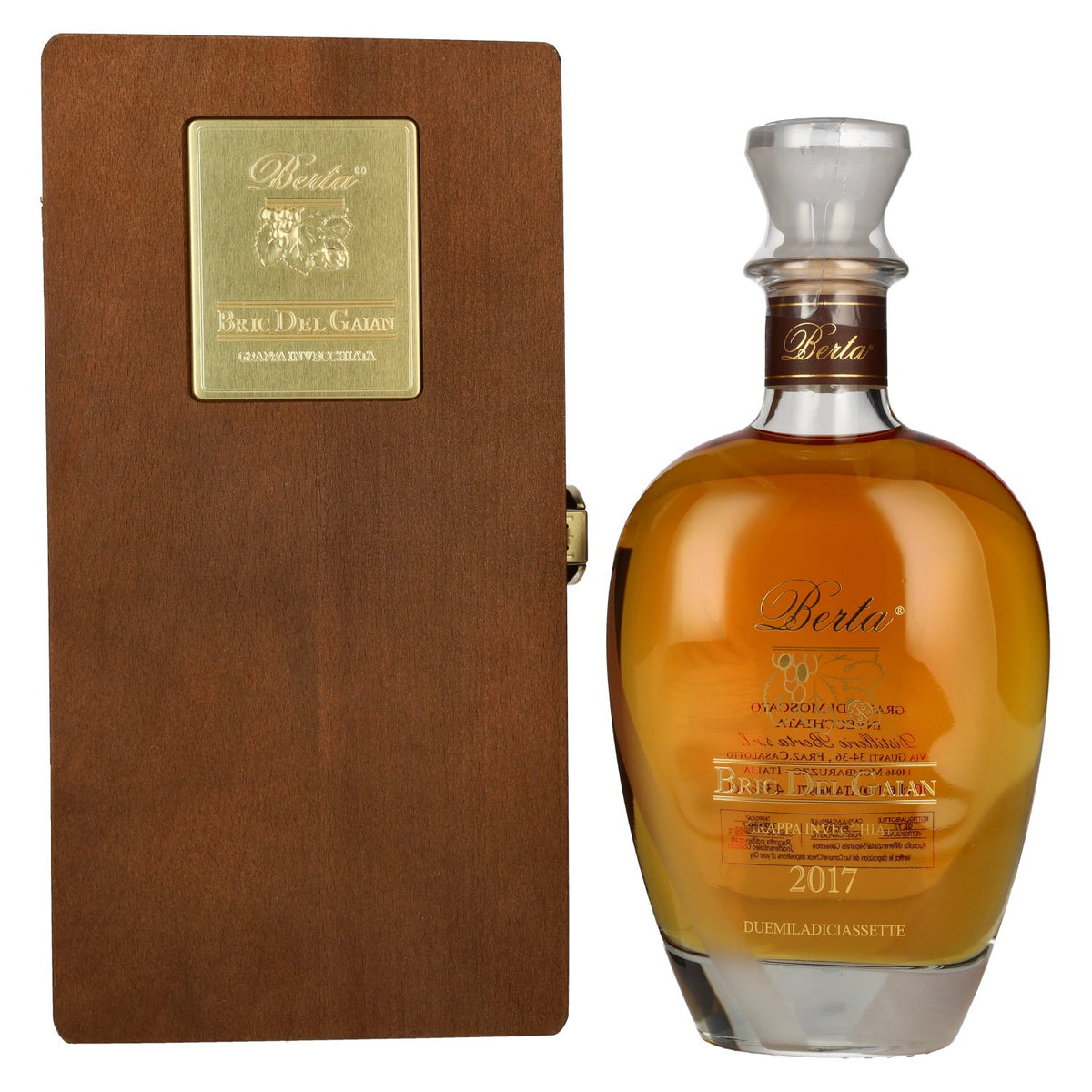 Berta Bric del Gaian Grappa di Moscato Invecchiata 2017 43% vol. 0.7 l in a wooden box