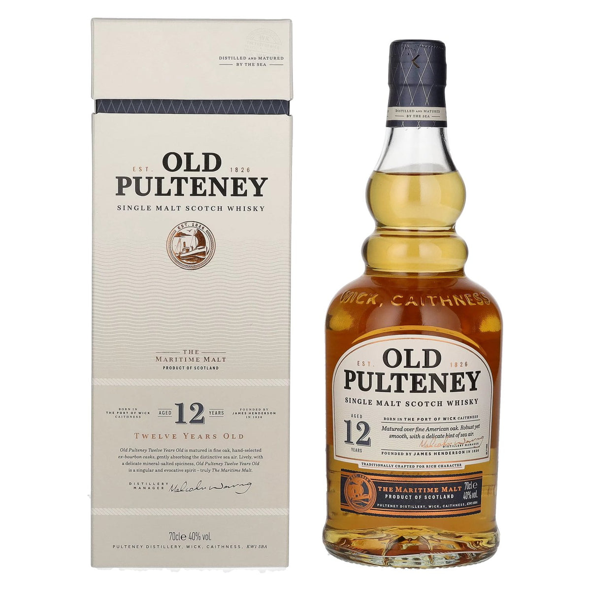 Old Pulteney 12 Years Old Single Malt Scotch Whisky 40% Vol. 0,7l in Geschenkbox