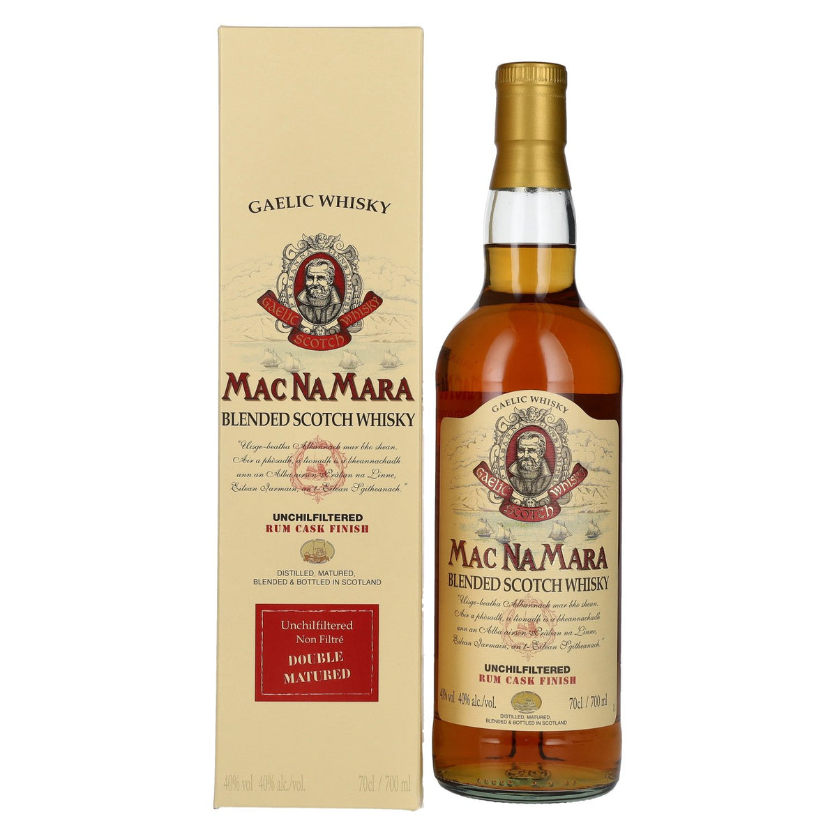Gaelic Whisky MACNAMARA Rum Cask Finish Blended Scotch Whisky 40% Vol. 0.7l in Gift Box