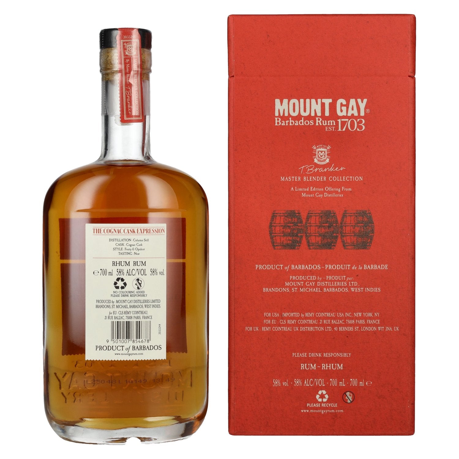 Mount Gay The Cognac Cask Expression MASTER BLENDER COLLECTION 58% Vol. 0.7l in Gift Box