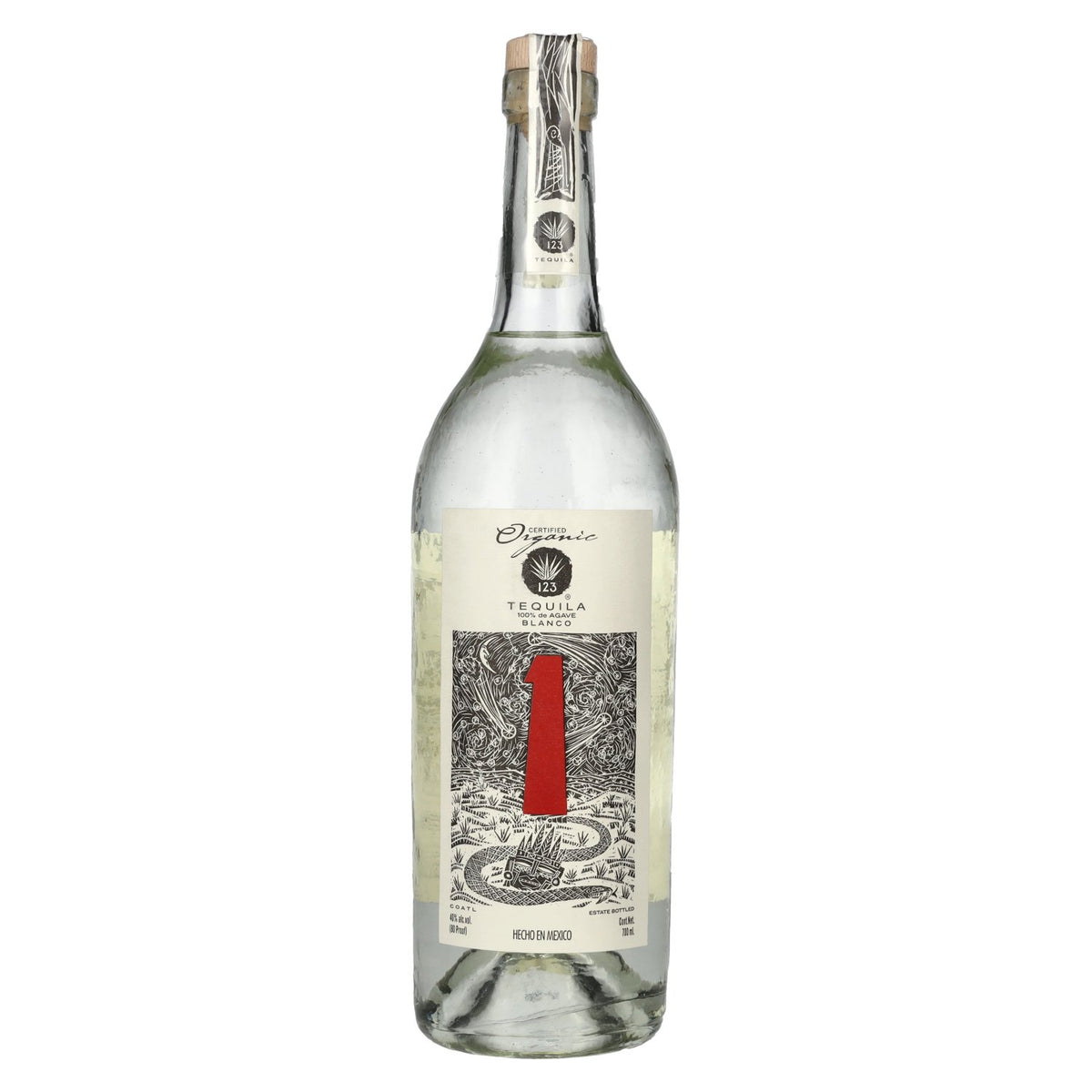 Tequila 123 UNO Blanco 100% Agave Organic 40% Vol. 0.7l