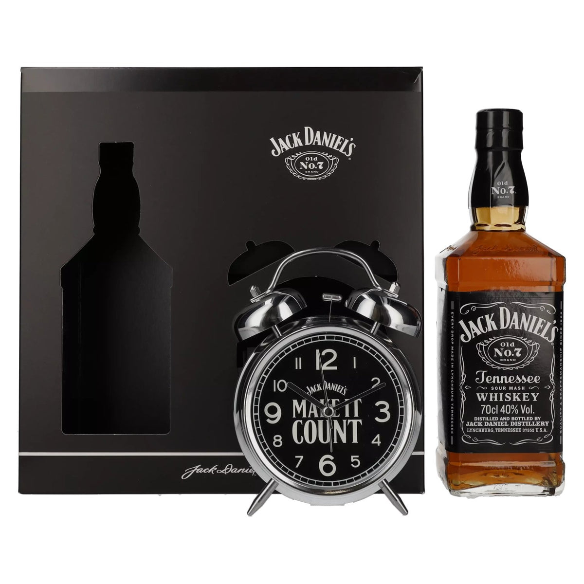Jack Daniel's Tennessee Whiskey 40% Vol. 0,7l in Geschenkbox mit Wecker