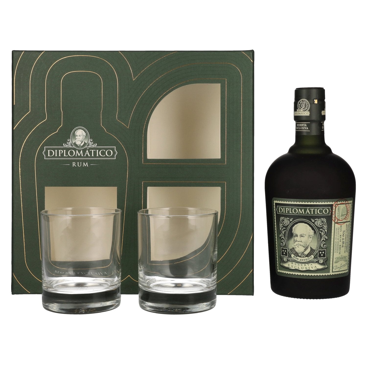 Diplomático RESERVA EXCLUSIVA Old Rum 40% Vol. 0.7L in Gift Box with 2 Glasses
