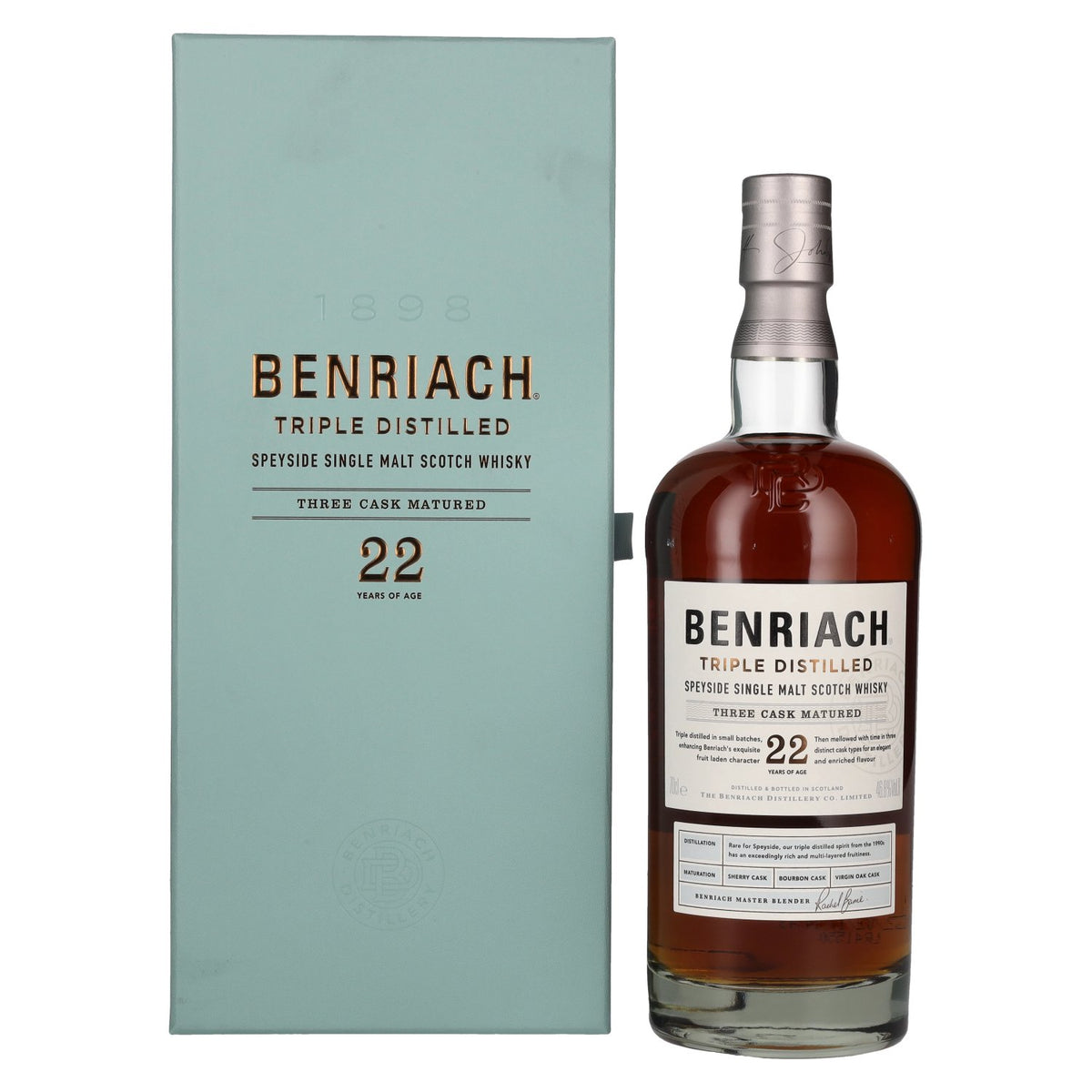 Benriach 22 Years Old Triple Distilled Three Cask Matured Single Malt 46,8% Vol. 0,7l in Geschenkbox