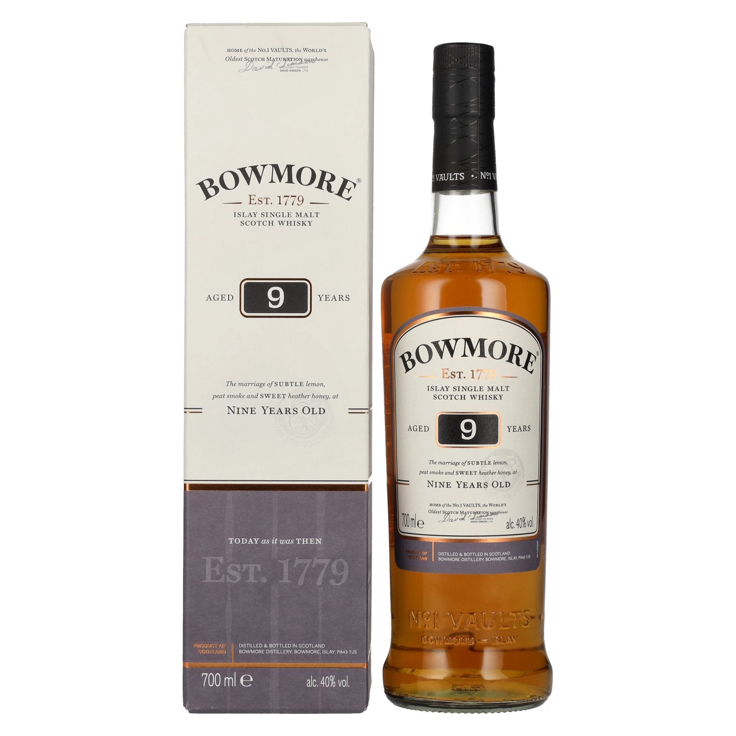 Bowmore 9 Years Old Islay Single Malt Scotch Whisky 40% Vol. 0.7l in Gift Box