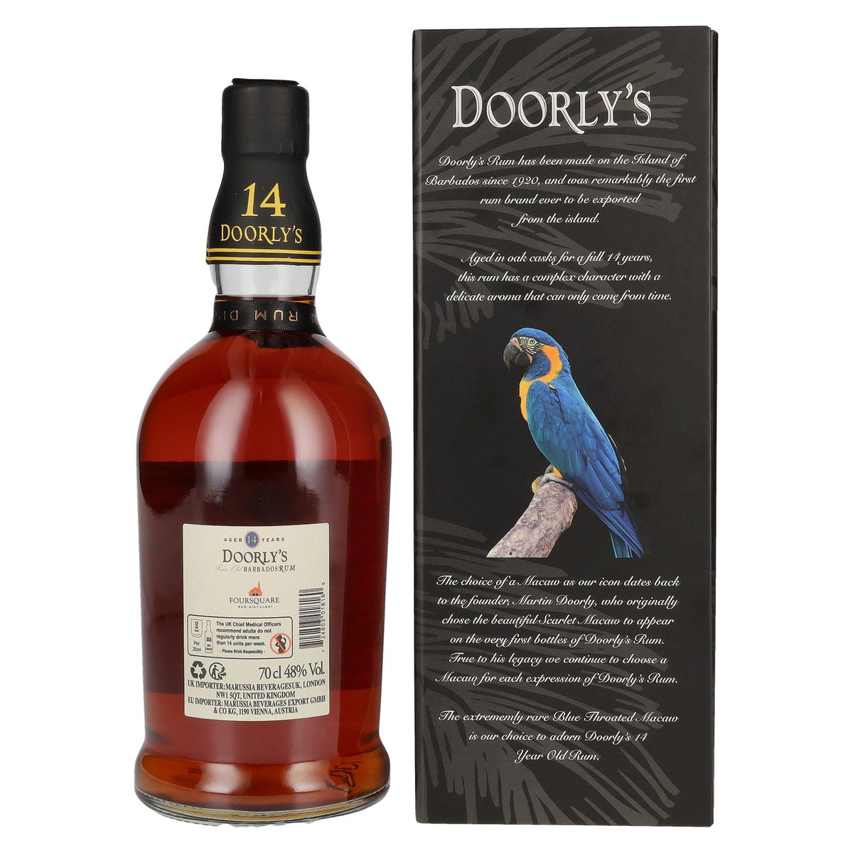 Foursquare Doorly's 14-Year-Old Fine Old Barbados Rum, 48% ABV, 0.7 litres, in a gift box