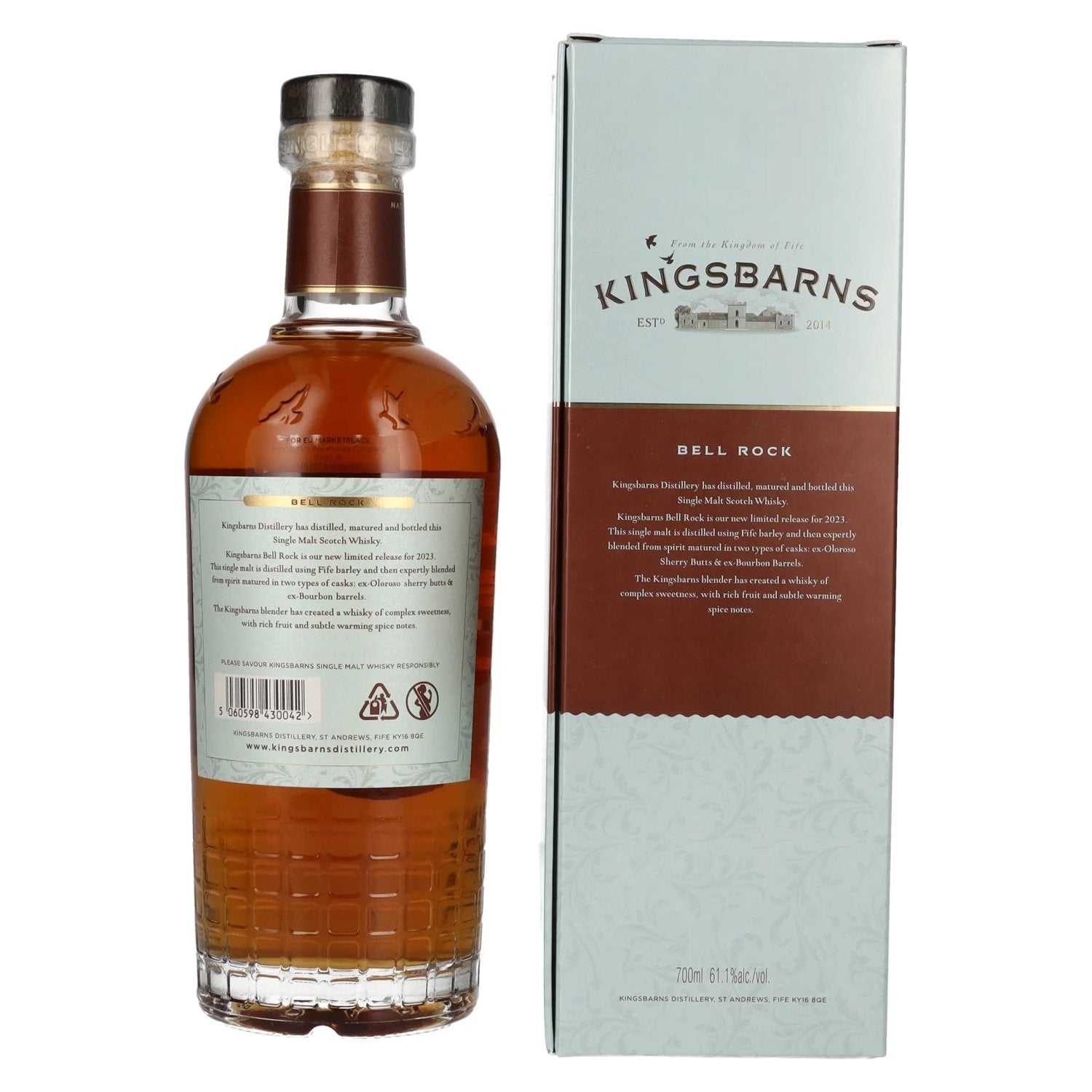Kingsbarns BELL ROCK Lowland Single Malt Scotch Cask Strength 61.1% Vol. 0.7L in Gift Box