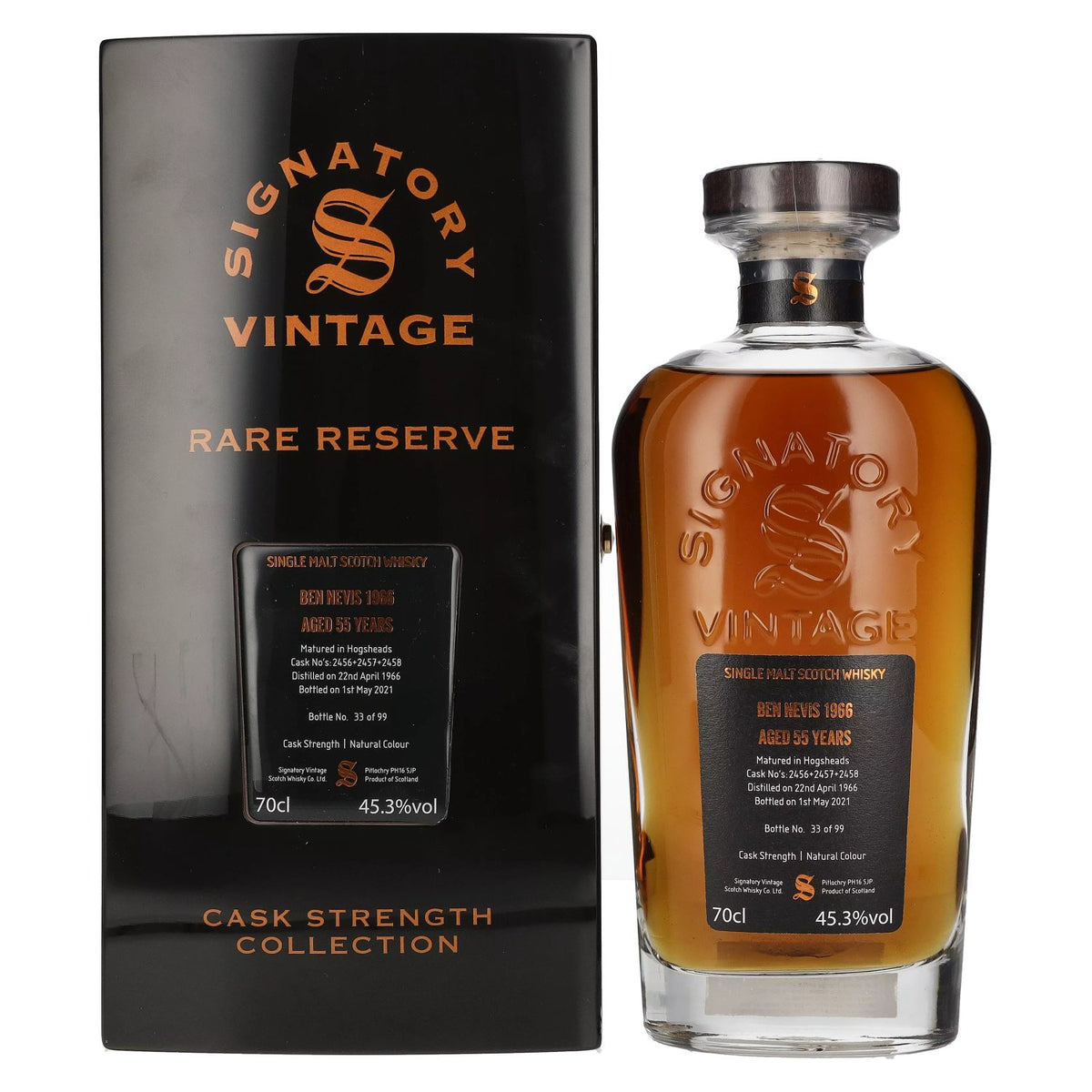 Signatory Vintage Ben Nevis 55 Years Old RARE RESERVE Cask Strength 1966 45.3% Vol. 0.7l in Wooden Box