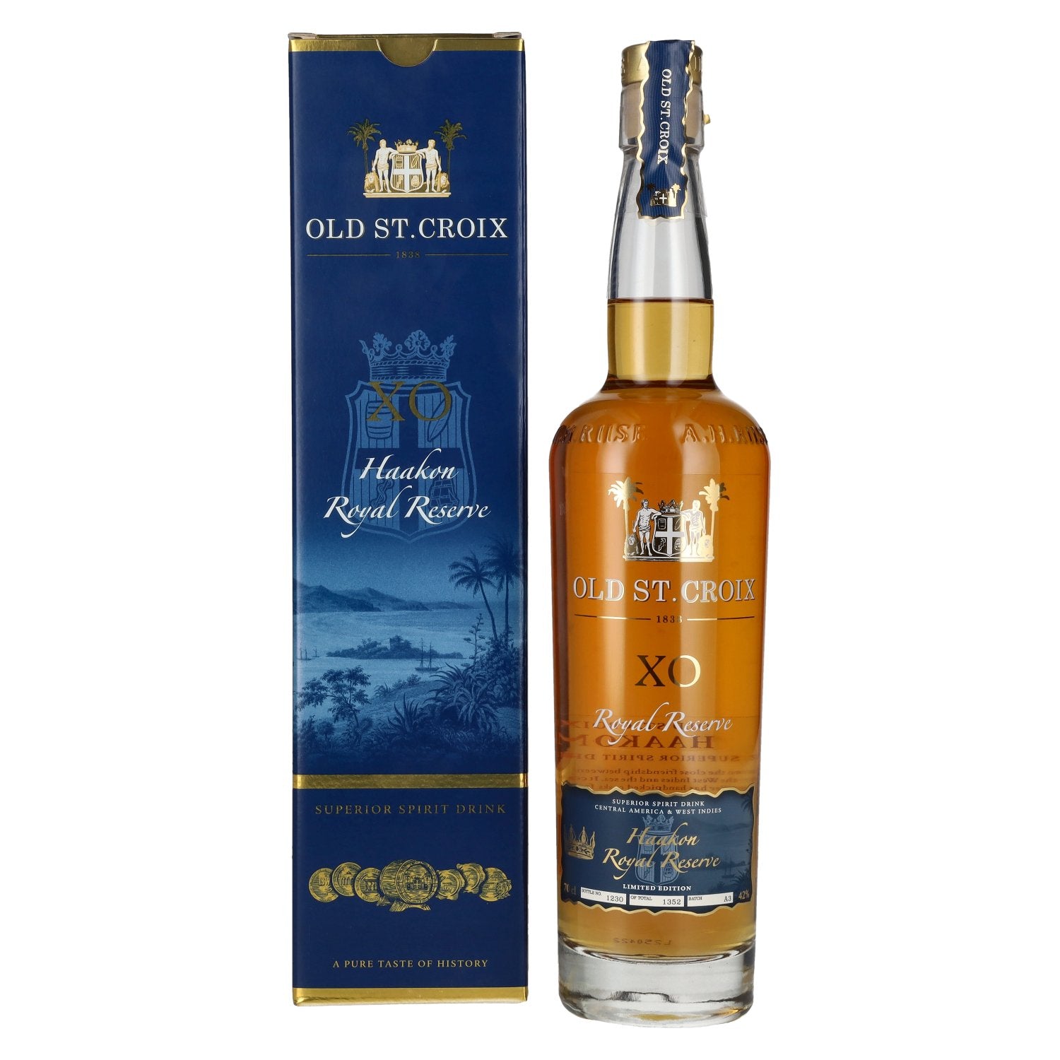 Old St. Croix A.H. Riise X.O. HAAKON ROYAL RESERVE Superior Spirit Drink 42% Vol. 0,7l in Geschenkbox