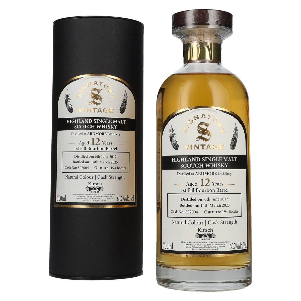 Signatory Vintage ARDMORE 12 Years Old 1st Fill Bourbon Cask Strength #802004 2012 60,7% Vol. 0,7l in Tinbox