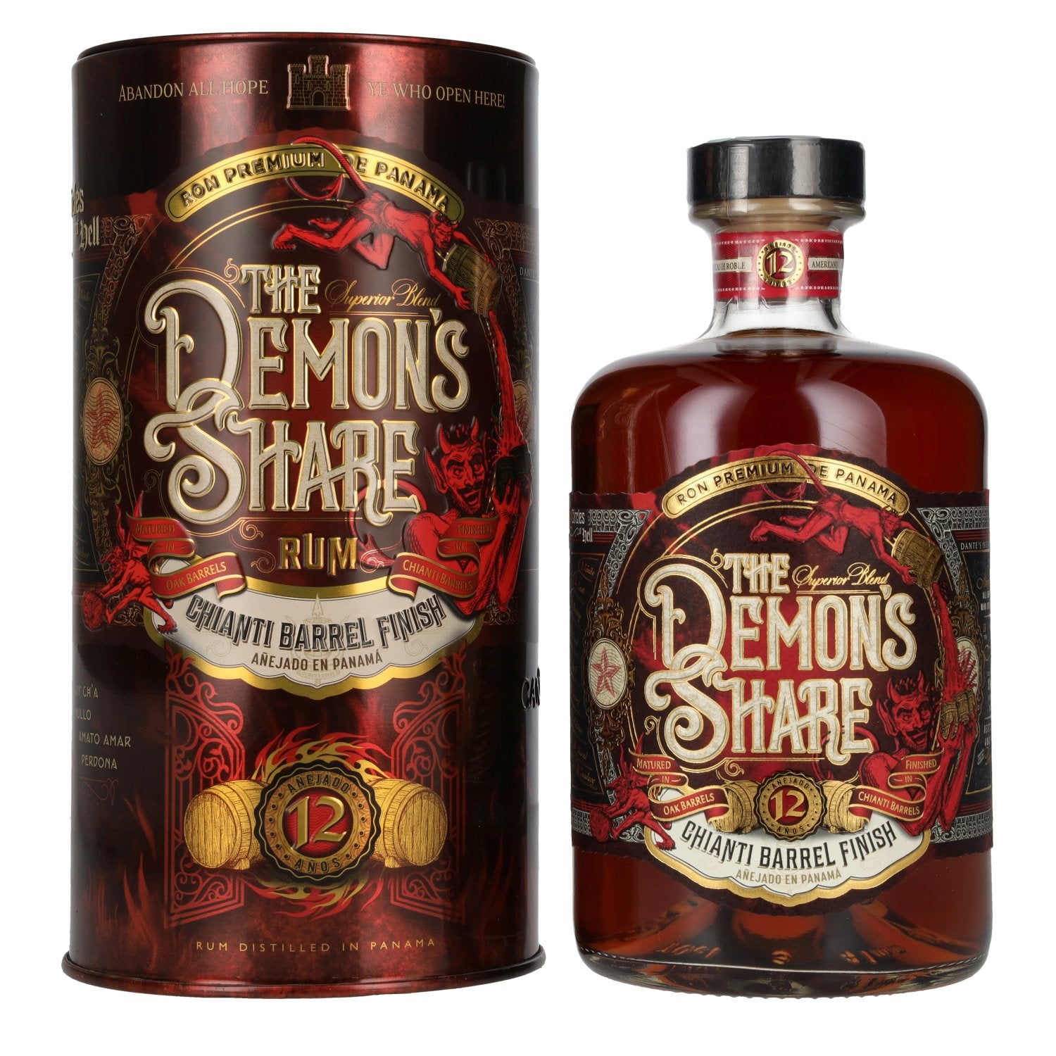 The Demon's Share Superior Blend Rum 12 Years Old Chianti Barrel Finish 41% Vol. 0.7l in Tin Box
