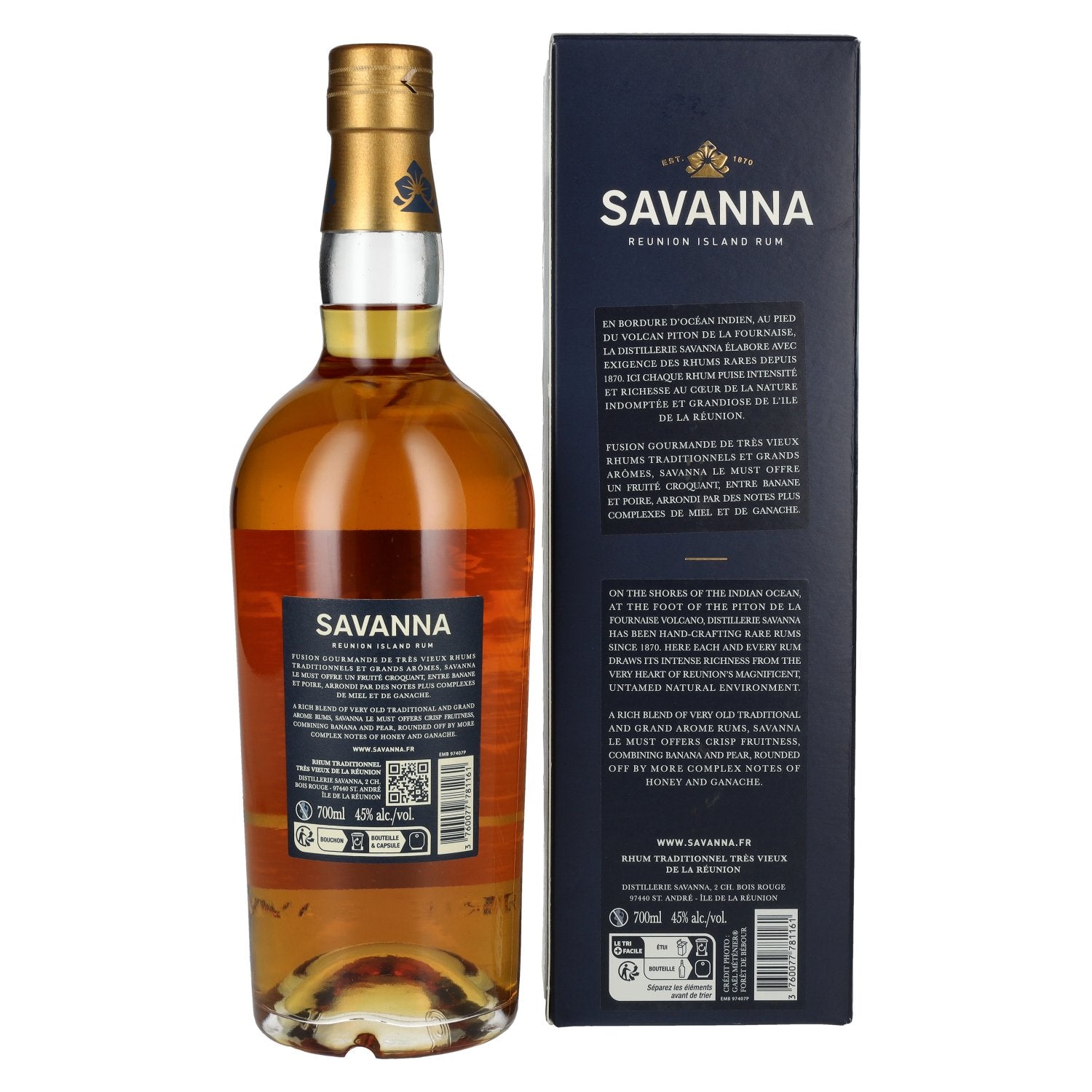 Savanna LE MUST Reunion Island Rum 45% Vol. 0.7L in gift box