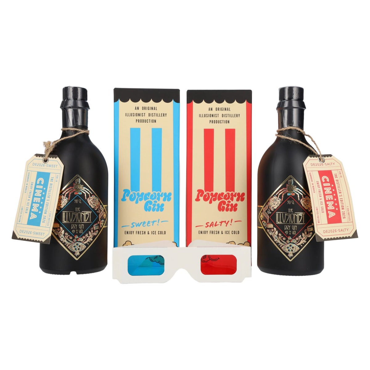 The Illusionist Dry Gin Distiller's The Cinema Edition SWEET N' SALTY 2026 45% Vol. 2x0,5l in Geschenkbox mit 3D Brille