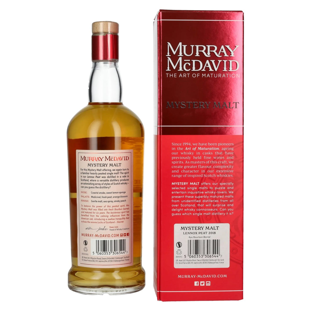 Murray McDavid Benchmark 6 Years Old LENNOX PEAT Bourbon Barrel Finish 2018 56.3% vol. 0.7 l in a gift box