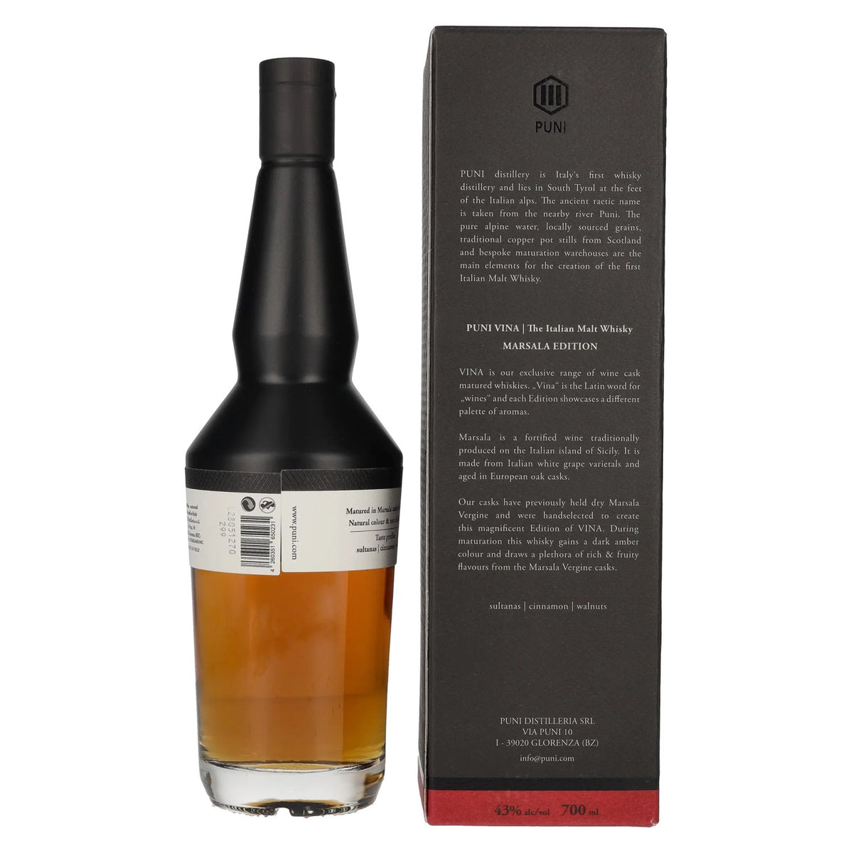 Puni Vina MARSALA The Italian Malt Whisky 43% Vol. 0.7l in gift box