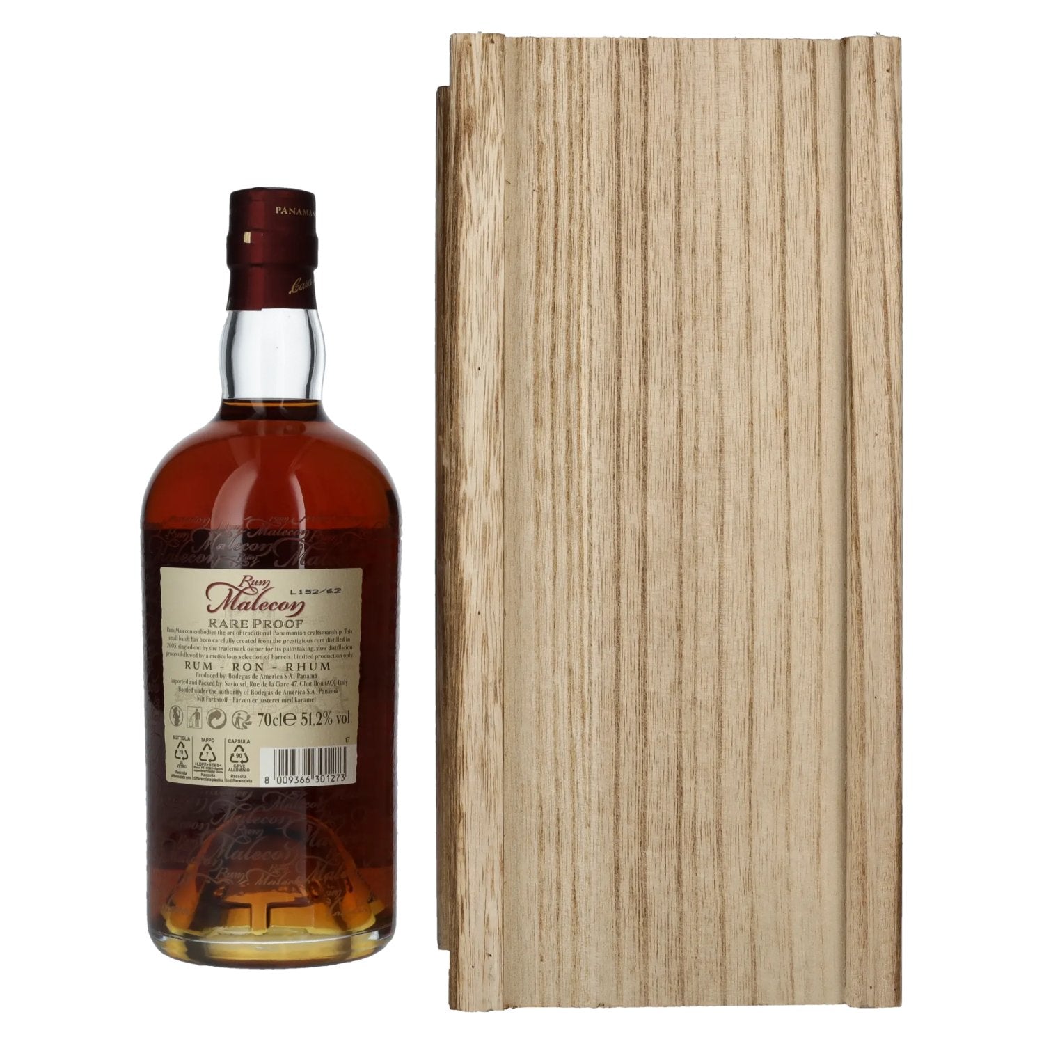 Rum Malecon Añejo 17 Years RARE PROOF 2005 51.2% Vol. 0.7l in wooden box