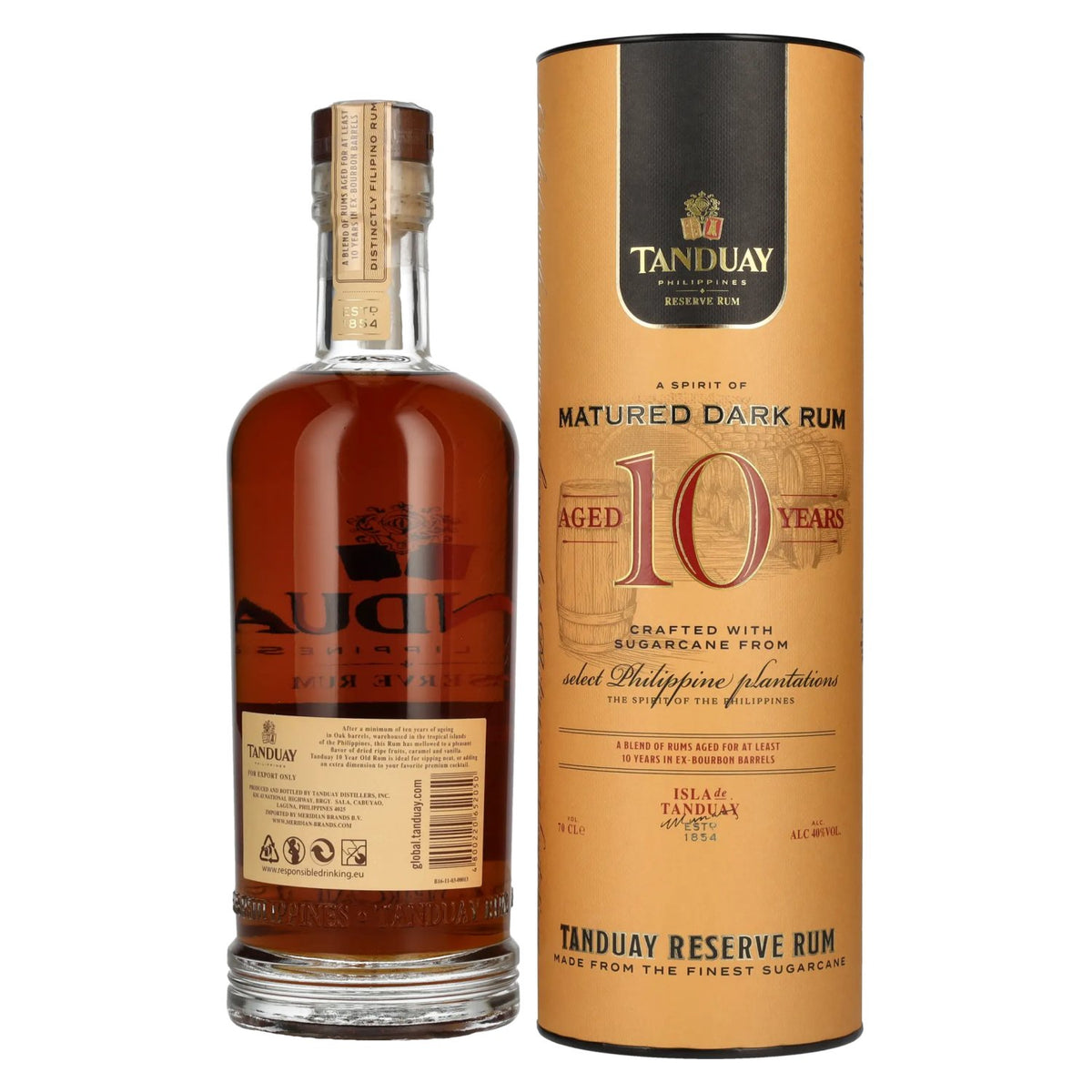 Tanduay 10 Years Old Reserve Dark Rum 40% ABV 0.7l in a gift box