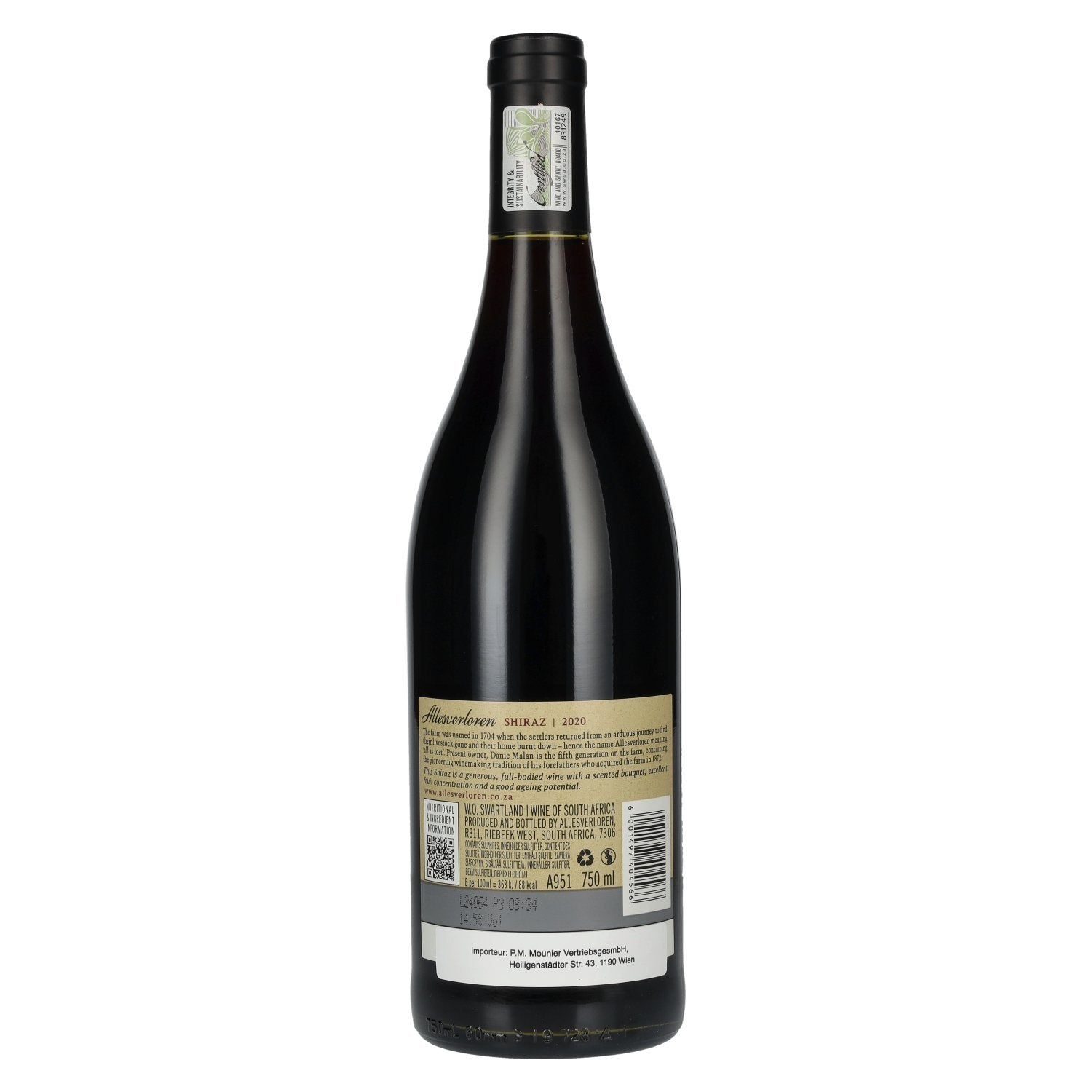 Allesverloren Shiraz 2020 14,5% Vol. 0,75l