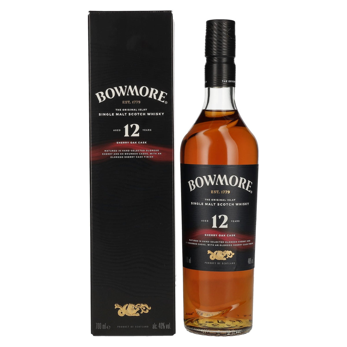 Bowmore 12 Years Old Sherry Oak Cask Islay Single Malt 40% ABV 0.7l in a gift box