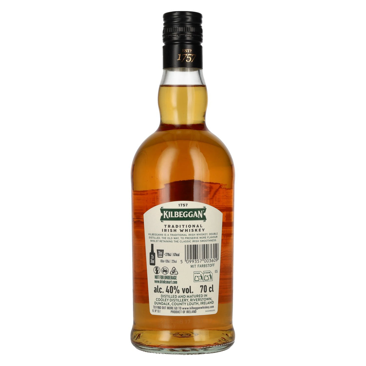 Kilbeggan Traditional Irish Whiskey 40% ABV 0.7l