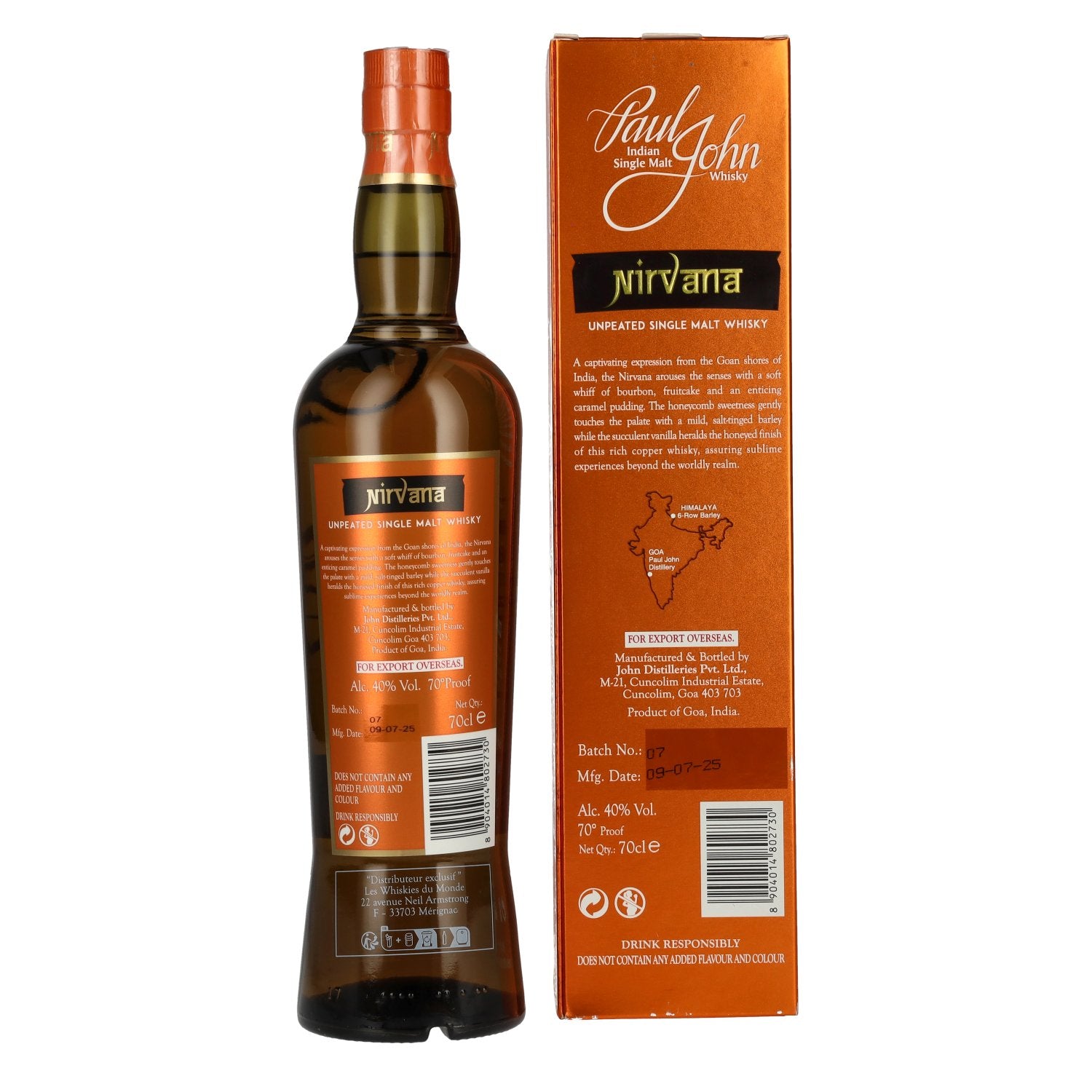Paul John NIRVANA Indian Single Malt Whisky 40% Vol. 0.7l in Gift Box