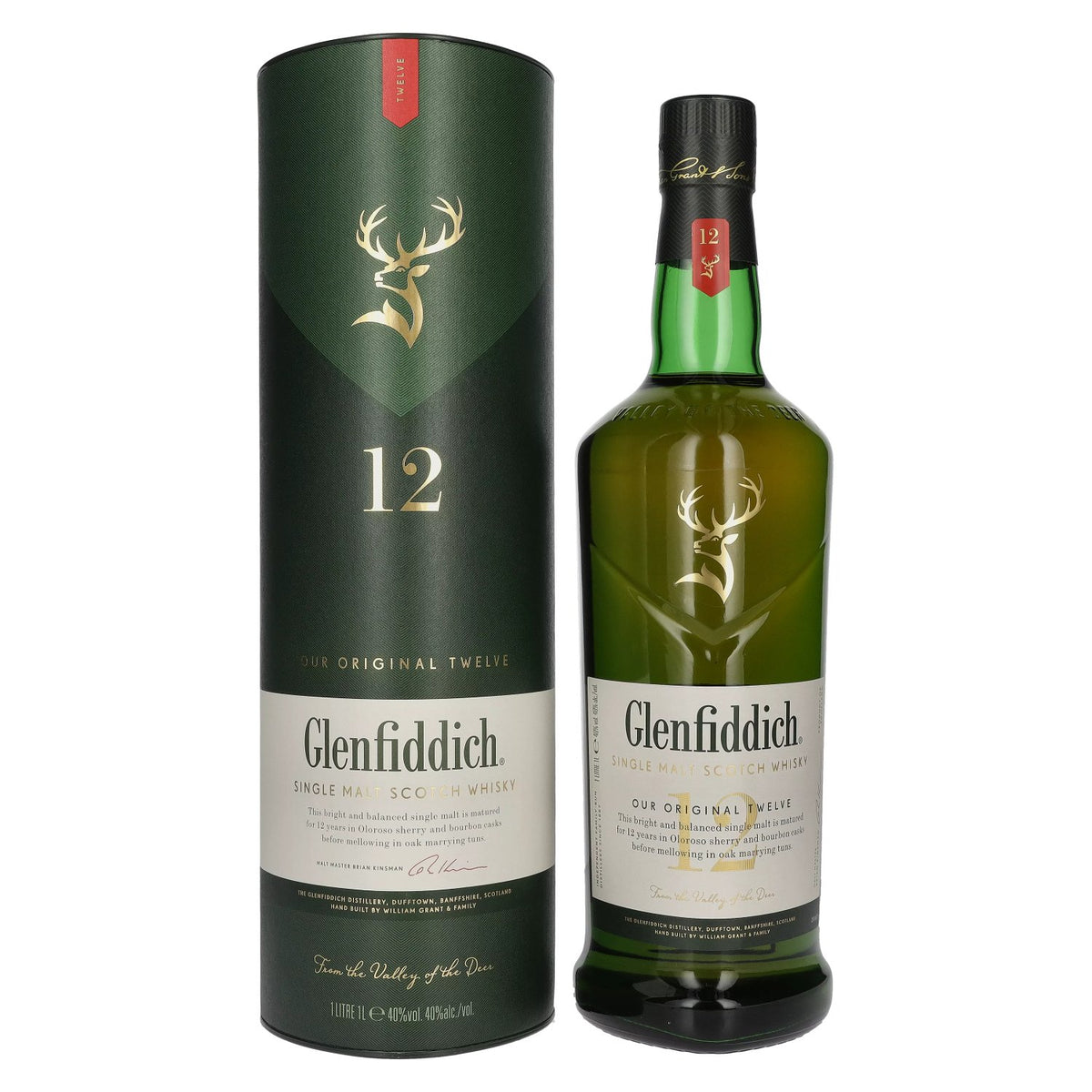 Glenfiddich 12 Years Old Single Malt Scotch Whisky 40% Vol. 1l in Gift Box