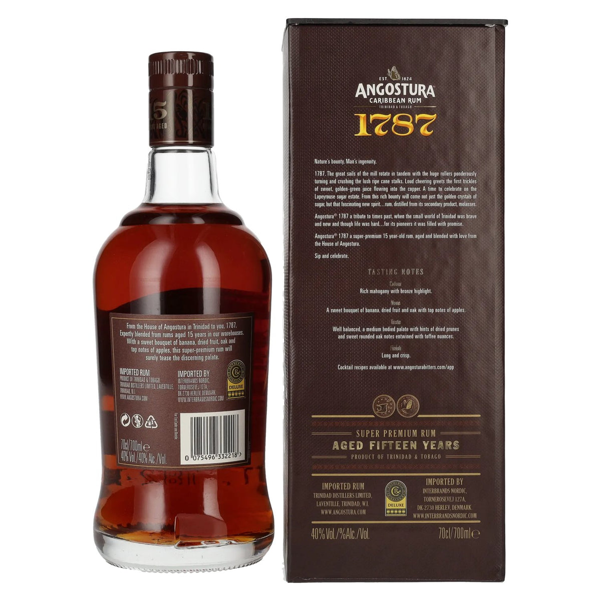 Angostura 1787 15-Year-Old Super Premium Rum 40% ABV 0.7l in a gift box
