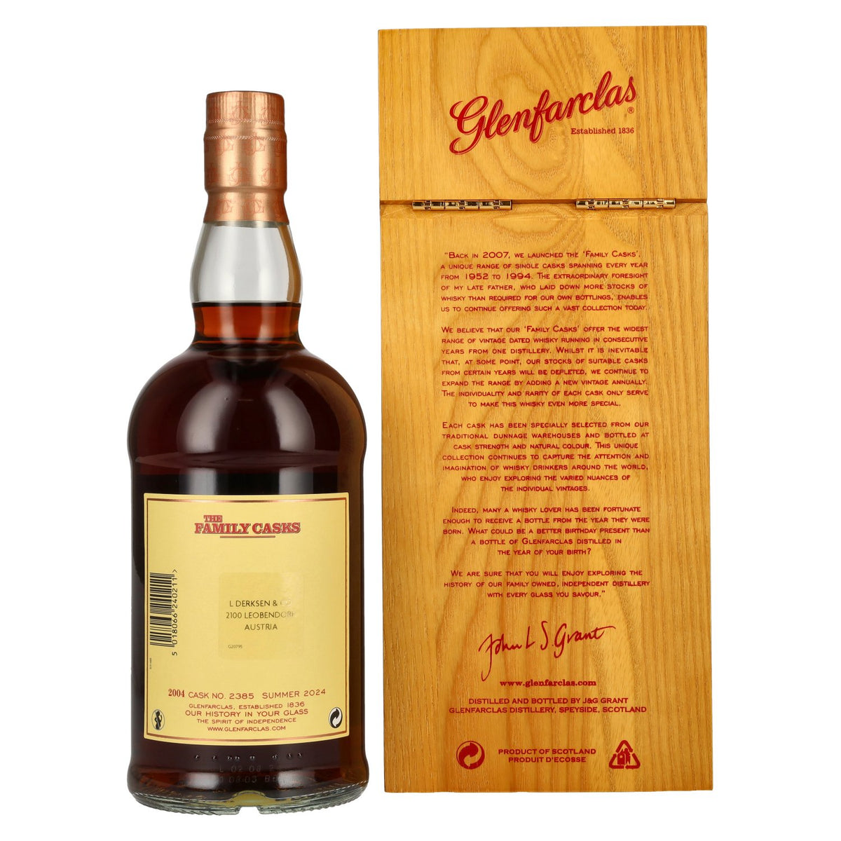 Glenfarclas THE FAMILY CASKS Single Cask SUMMER 2024 Sherry Butt #2385 2004 58.8% Vol. 0.7l in wooden box