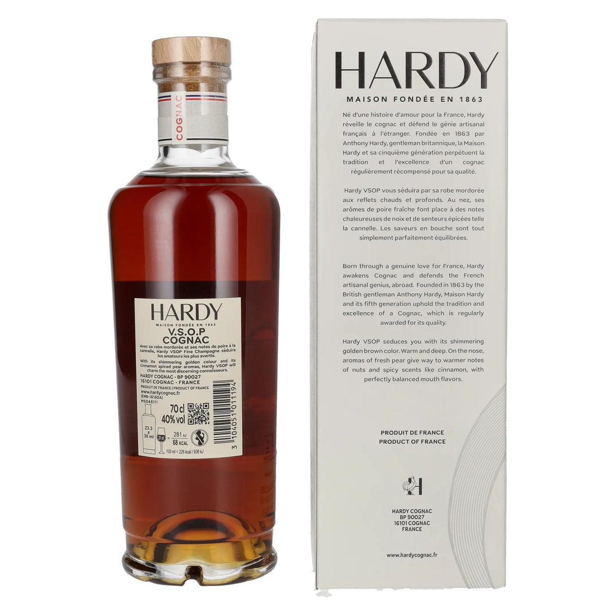 Hardy V.S.O.P Fine Champagne Cognac 40% vol. 0.7 l in a gift box