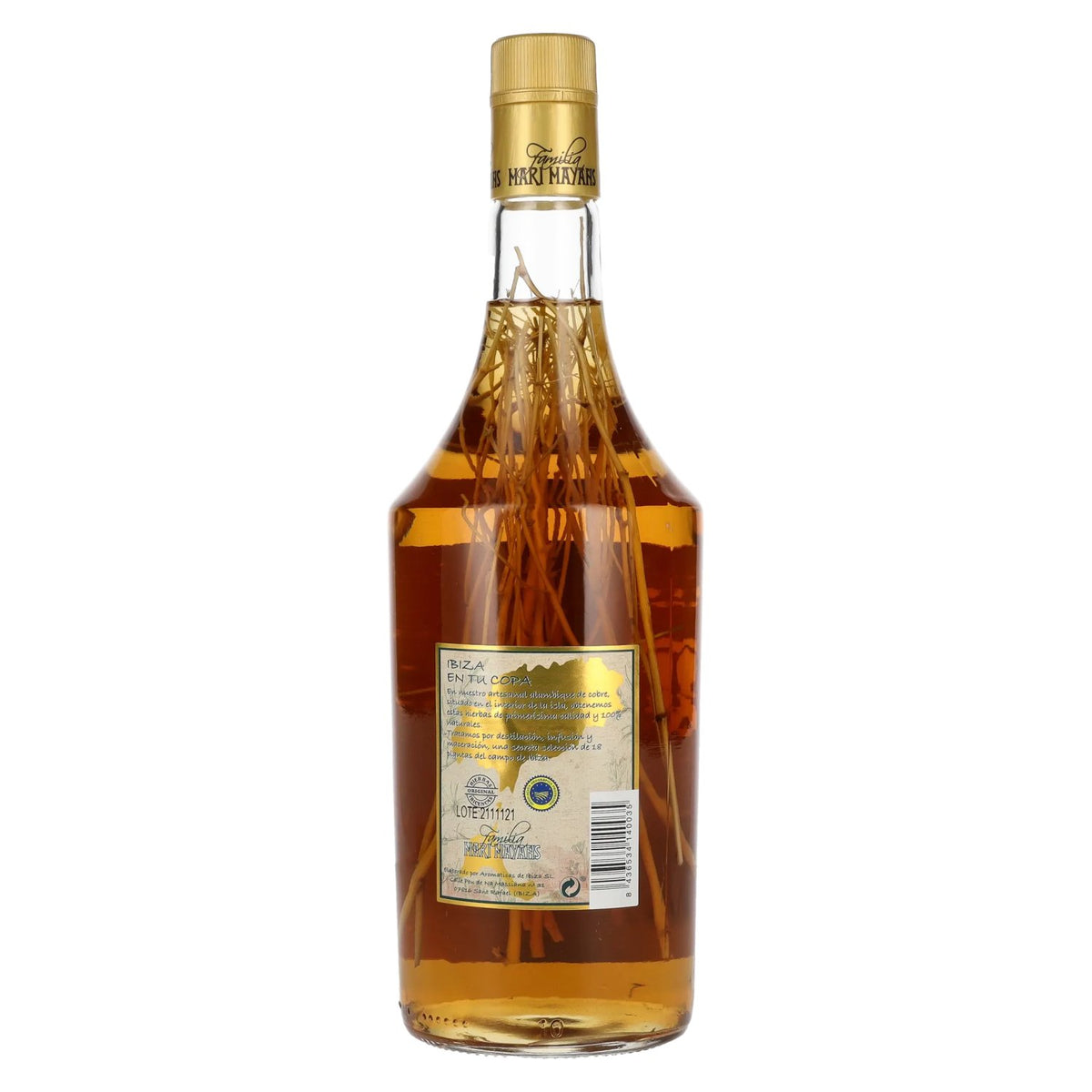 Mari Mayans Hierbas Ibicencas with a sprig, 26% ABV, 1 litre