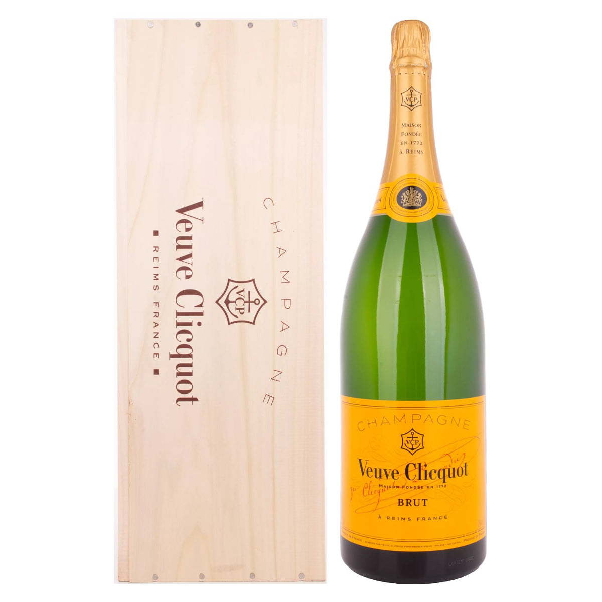 Veuve Clicquot Champagne Brut Yellow Label 12% Vol. 3l in wooden box