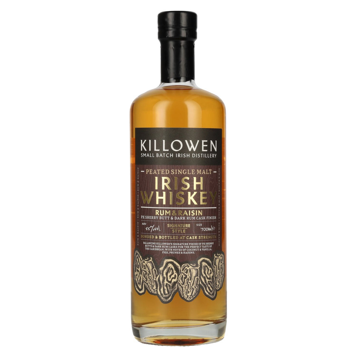 KILLOWEN Rum & Raisin PX Sherry & Dark Rum Signature Cask Finish Irish Whiskey 55% Vol. 0.7l