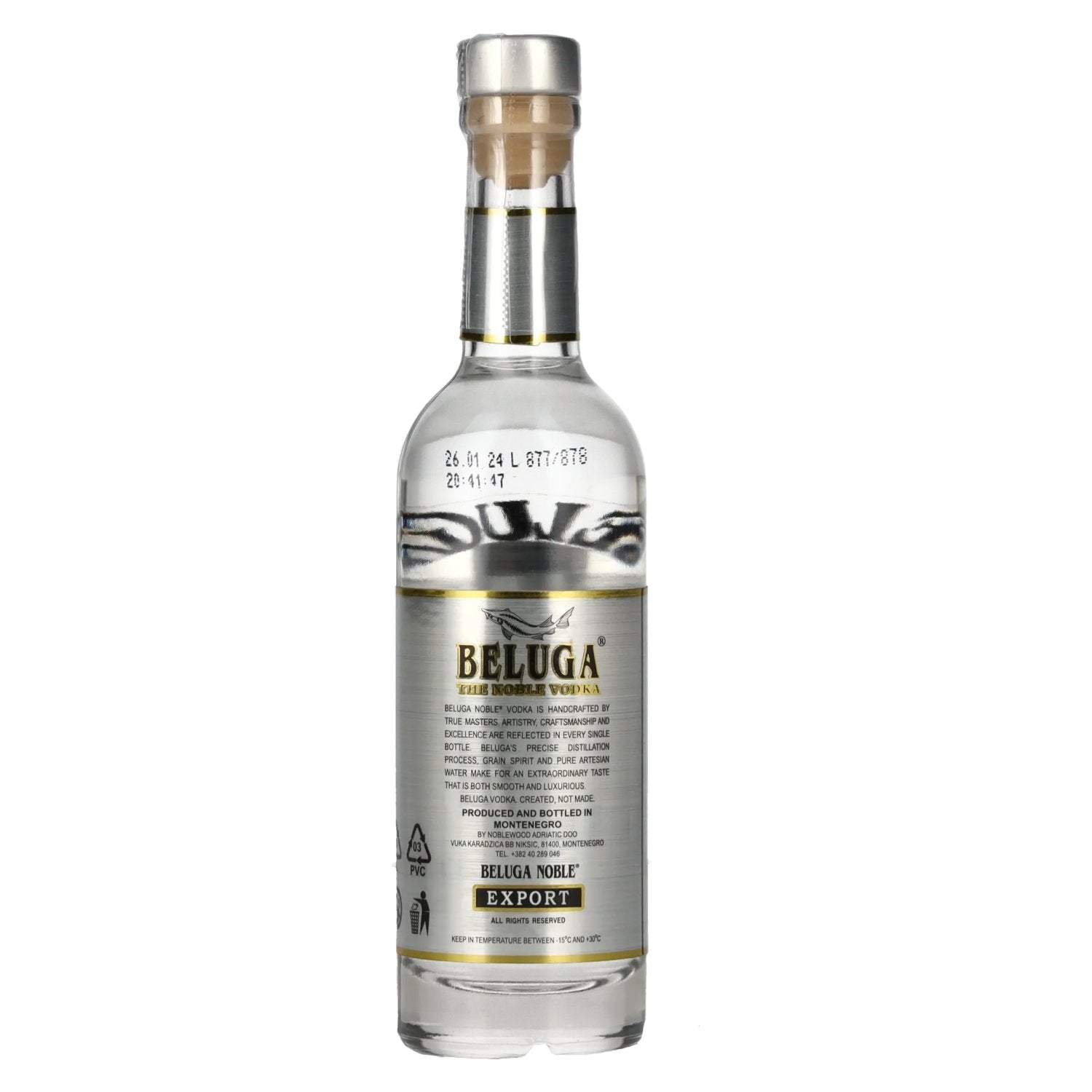 Beluga Noble Vodka EXPORT Montenegro 40% Vol. 0.05l