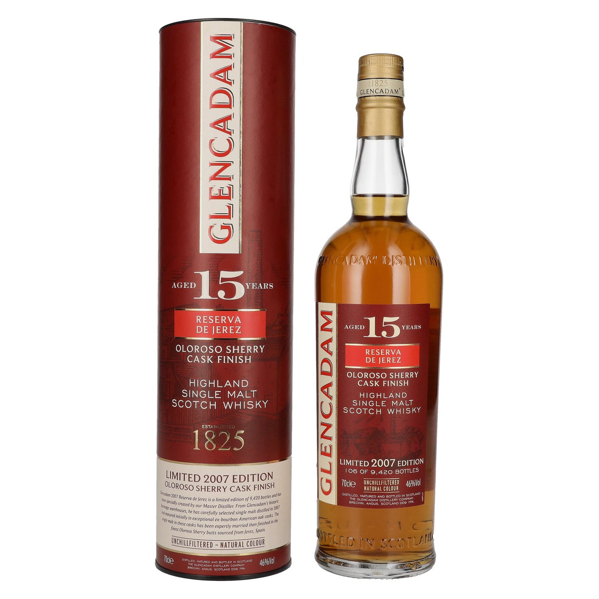 Glencadam RESERVA DE JEREZ 15 Years Old Single Malt OLOROSO SHERRY CASK FINISH 46% Vol. 0.7l in Gift Box